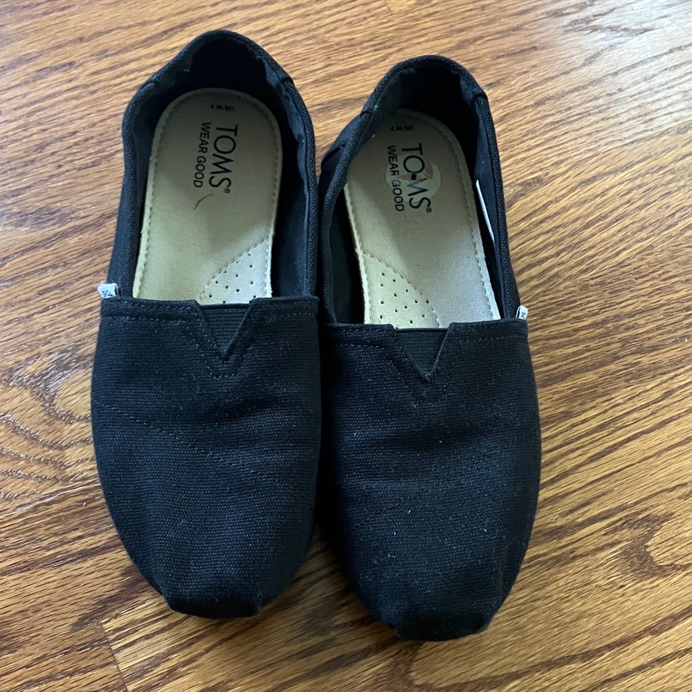TOMS Black Canvas Slip-Ons